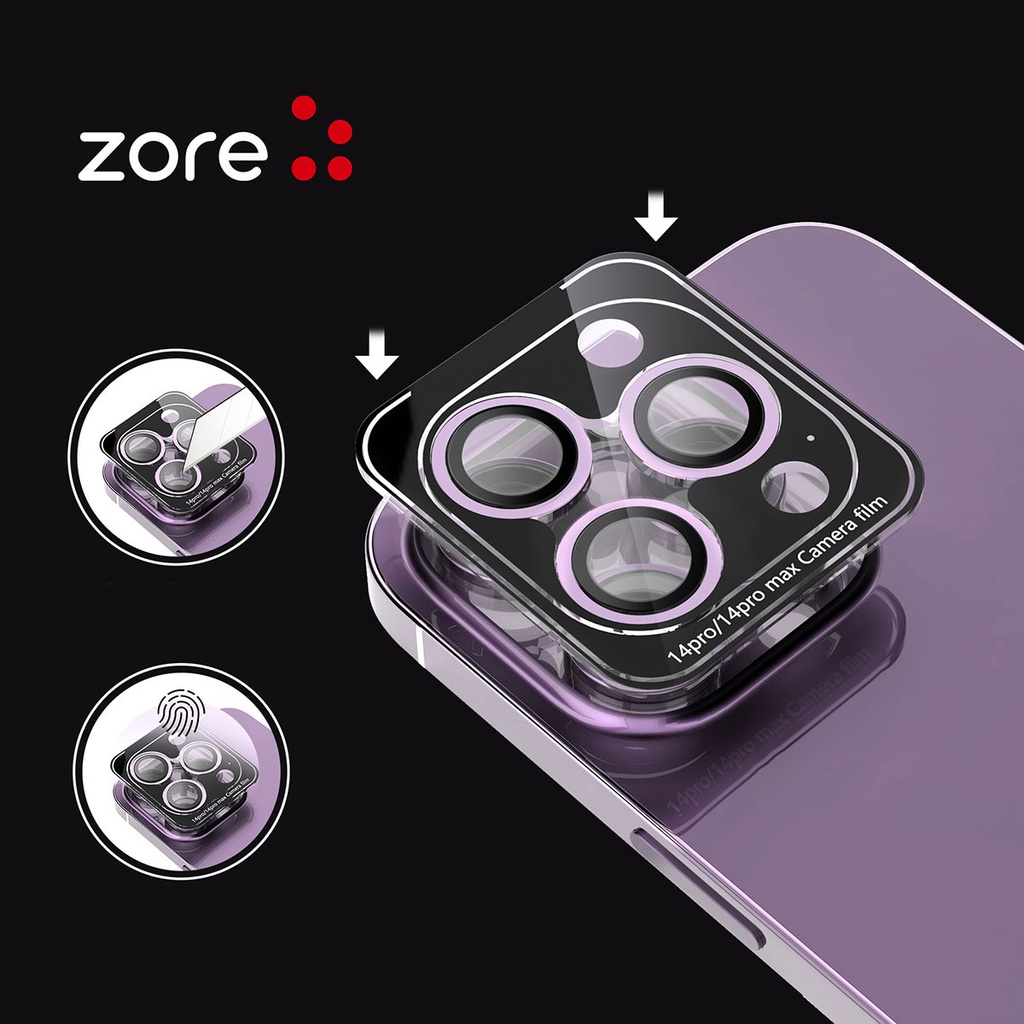 Apple iPhone 14 Pro Max Uyumlu Zore CL-12 Premium Safir Parmak İzi Bırakmayan Anti-Reflective Kamera Lens Koruyucu - 2