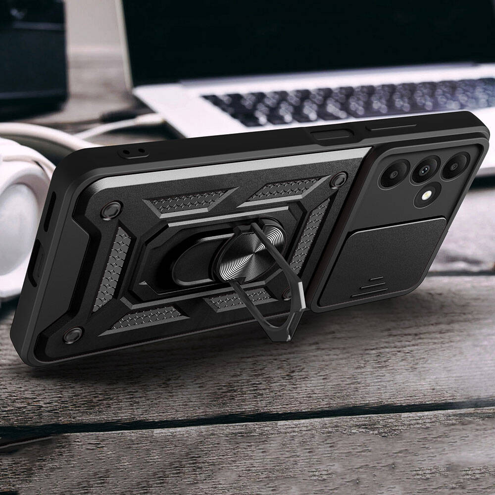 Samsung Galaxy A15 Uyumlu Kılıf Magnetik Standlı Kamera Korumalı Zore Sürgülü Vega Kapak - 1
