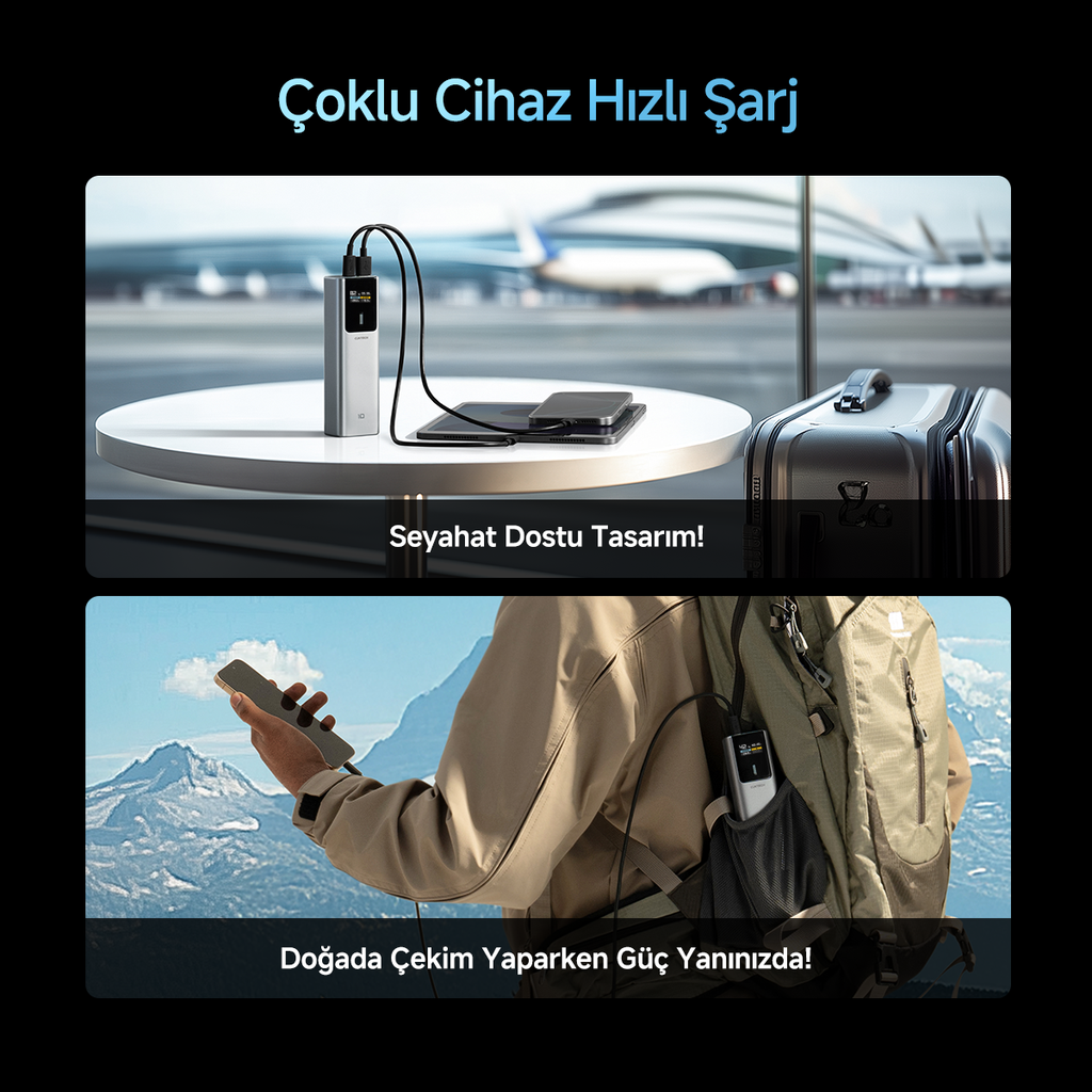 CUKTECH 10 Powerbank 10000 mAh | 150 W PD3.1 Hızlı Şarj | 2 Port (1C1A) | Kompakt Taşınabilir Şarj Cihazı – Laptop, MacBook, iPhone, Samsung, Xiaomi ile Uyumlu