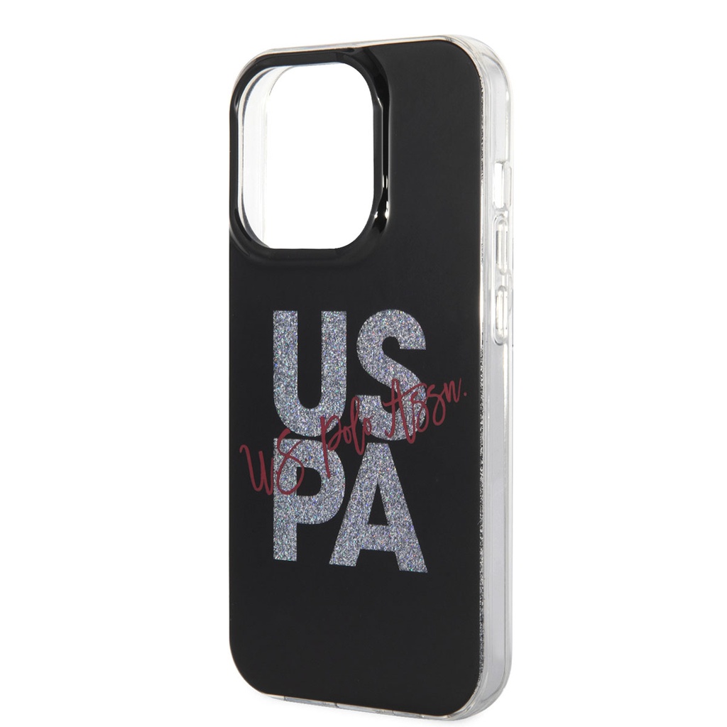 Apple iPhone 14 Uyumlu Pro Uyumlu Kılıf U.S. POLO ASSN. Simli Parlak Alfabe Tasarım Kapak - 5