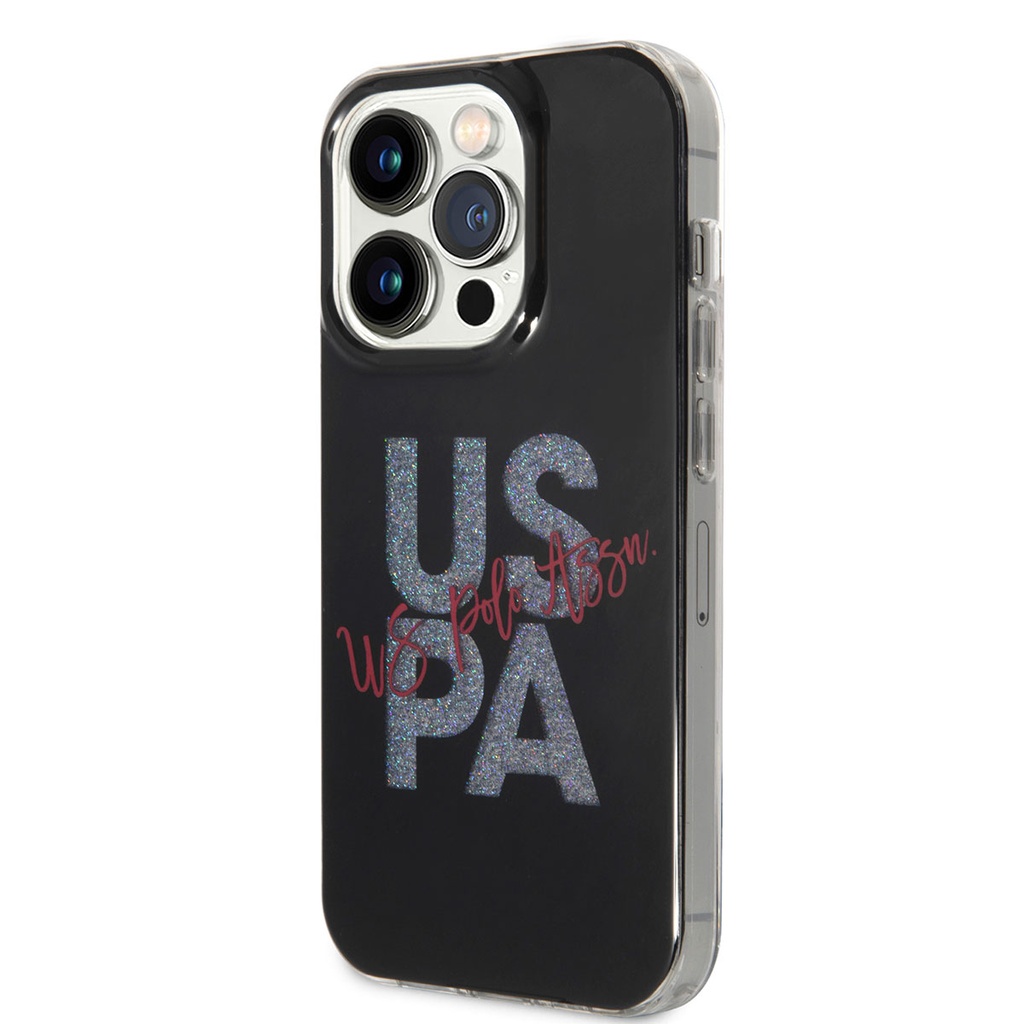 Apple iPhone 14 Uyumlu Pro Uyumlu Kılıf U.S. POLO ASSN. Simli Parlak Alfabe Tasarım Kapak - 6