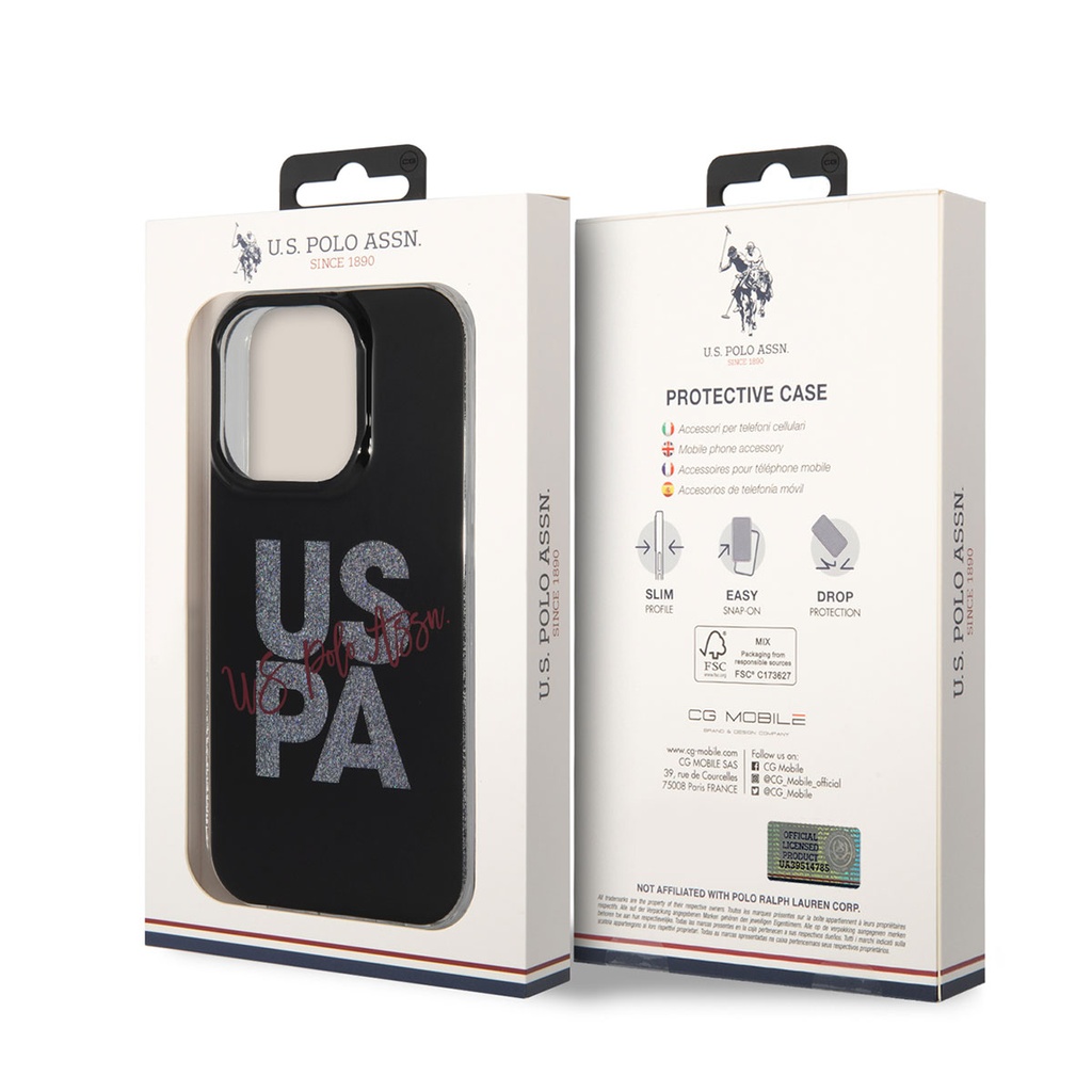 Apple iPhone 14 Uyumlu Pro Uyumlu Max Uyumlu Kılıf U.S. POLO ASSN. Simli Parlak Alfabe Tasarım Kapak - 2