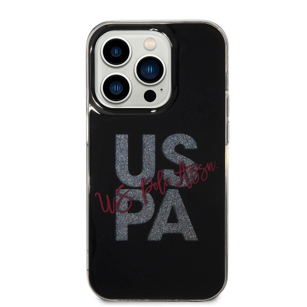 Apple iPhone 14 Uyumlu Pro Uyumlu Max Uyumlu Kılıf U.S. POLO ASSN. Simli Parlak Alfabe Tasarım Kapak - 3