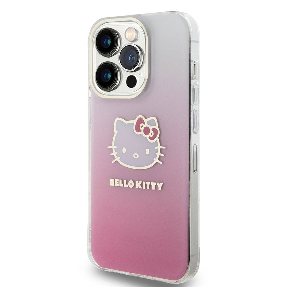 Apple iPhone 15 Uyumlu Pro Uyumlu Max Uyumlu Kılıf Hello Kitty Orjinal Lisanslı Yazı ve İkonik Logolu Elektroplating Kaplama Gradyan Kapak - 8