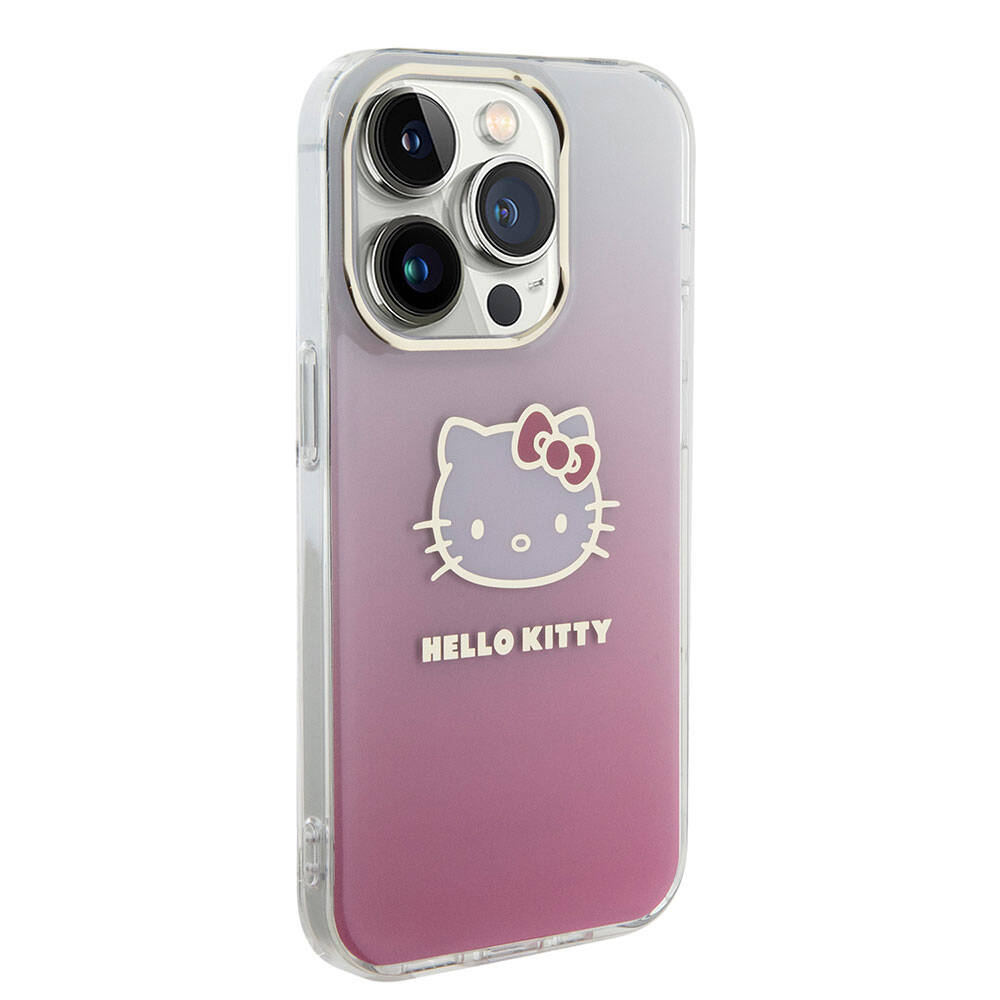 Apple iPhone 15 Uyumlu Pro Uyumlu Max Uyumlu Kılıf Hello Kitty Orjinal Lisanslı Yazı ve İkonik Logolu Elektroplating Kaplama Gradyan Kapak - 10