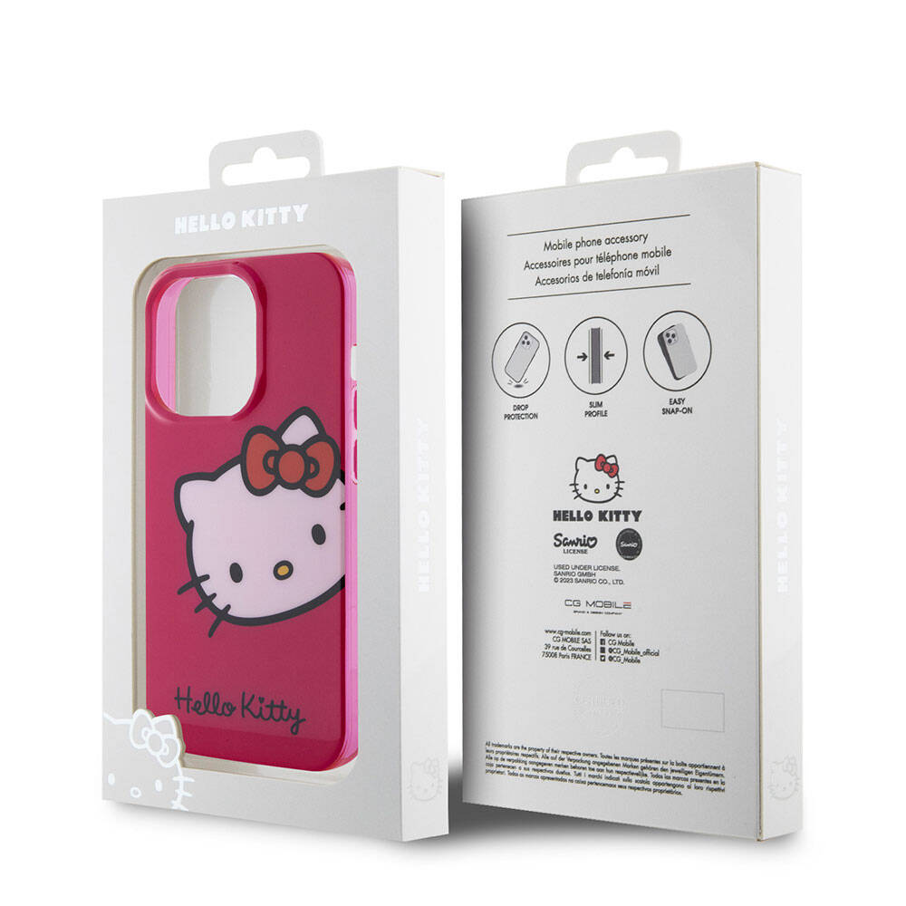 Apple iPhone 15 Uyumlu Pro Uyumlu Kılıf Hello Kitty Orjinal Lisanslı Yazı ve İkonik Logolu Kitty Head Kapak - 7