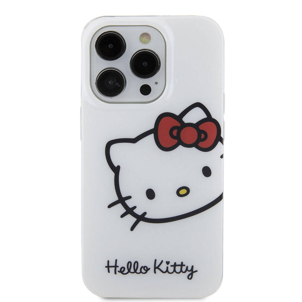 Apple iPhone 15 Uyumlu Pro Uyumlu Kılıf Hello Kitty Orjinal Lisanslı Yazı ve İkonik Logolu Kitty Head Kapak - 9