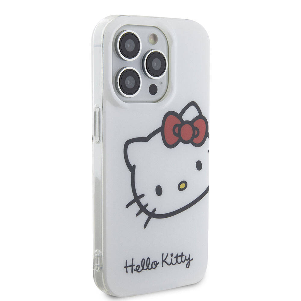 Apple iPhone 15 Uyumlu Pro Uyumlu Kılıf Hello Kitty Orjinal Lisanslı Yazı ve İkonik Logolu Kitty Head Kapak - 10