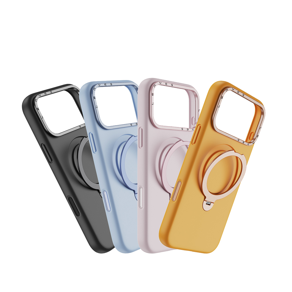 Apple iPhone 17 Uyumlu Pro Uyumlu Max Uyumlu Kılıf M-safe Şarj Özellikli Metal Standlı Sıvı Silikon Lenyes CK223 Kapak - 5