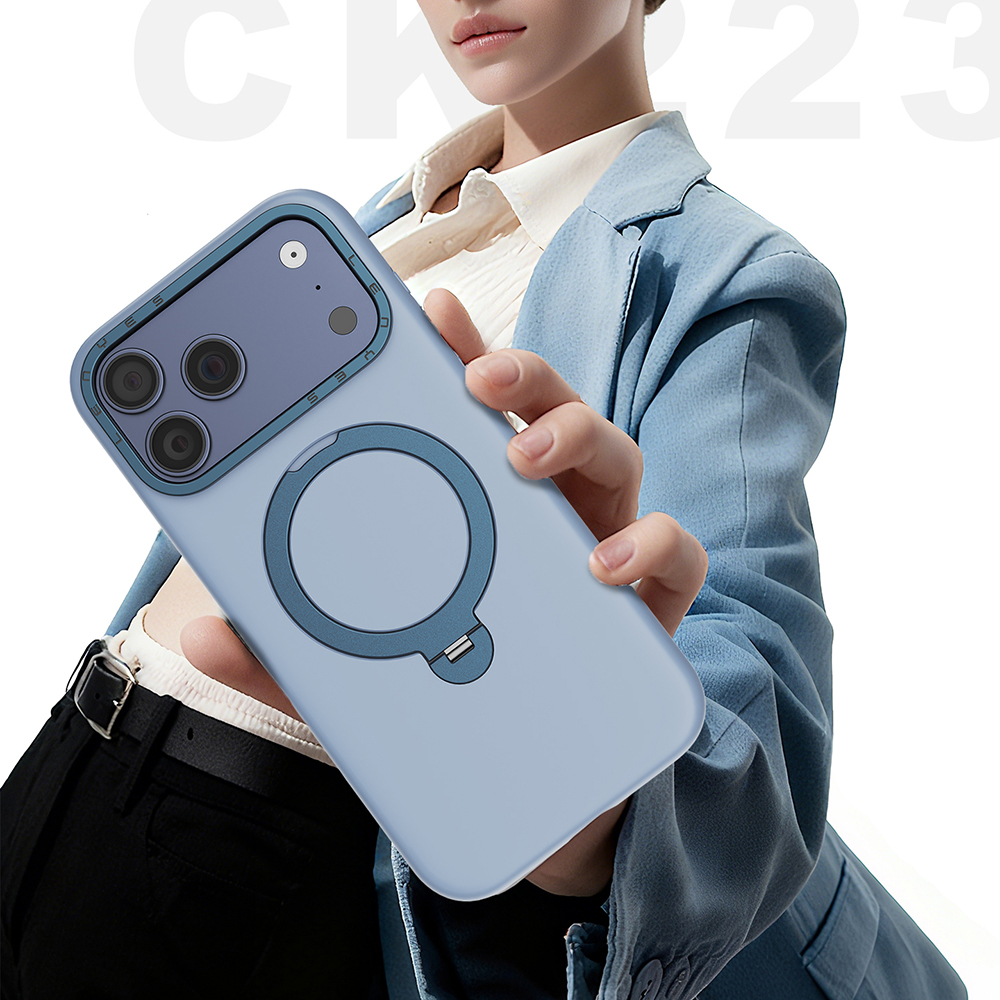 Apple iPhone 17 Uyumlu Pro Uyumlu Max Uyumlu Kılıf M-safe Şarj Özellikli Metal Standlı Sıvı Silikon Lenyes CK223 Kapak - 6