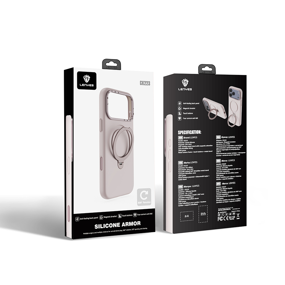 Apple iPhone 17 Uyumlu Pro Uyumlu Max Uyumlu Kılıf M-safe Şarj Özellikli Metal Standlı Sıvı Silikon Lenyes CK223 Kapak - 8