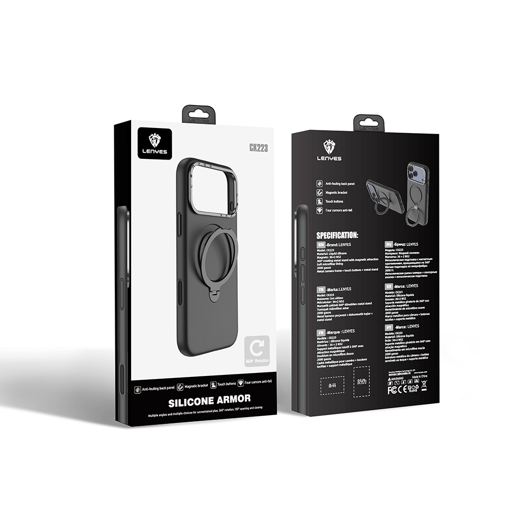 Apple iPhone 17 Uyumlu Pro Uyumlu Max Uyumlu Kılıf M-safe Şarj Özellikli Metal Standlı Sıvı Silikon Lenyes CK223 Kapak - 10