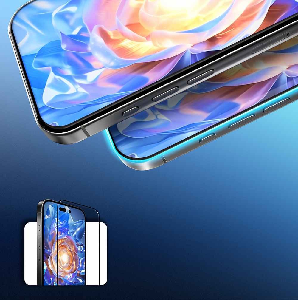 Apple iPhone 16 Uyumlu Pro Uyumlu Max Uyumlu Mohseven Pure Safir Coating HD 3D Glue Temperli Cam Ekran Koruyucu - 7