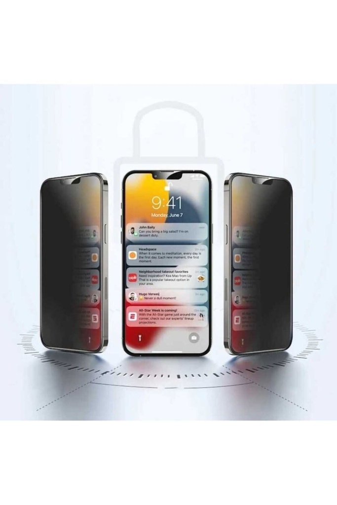 Apple iPhone 15 Pro Uyumlu Hayalet Ekran Koruyucu Davin Privacy Seramik Ekran Filmi