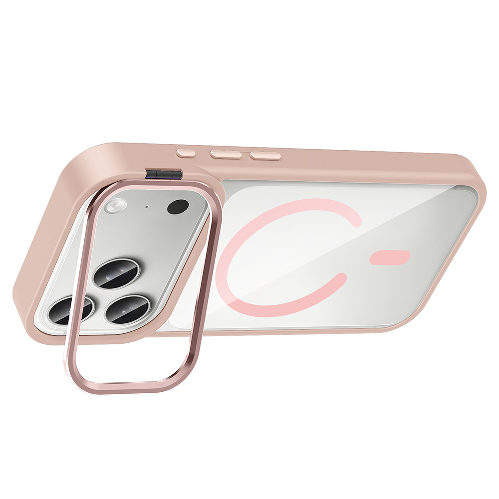 Apple iPhone 17 Pro Uyumlu Kılıf Standlı ve Kamera Lens Hediyeli M-Safe Şarj Özellikli Zore Etro Kapak - 11
