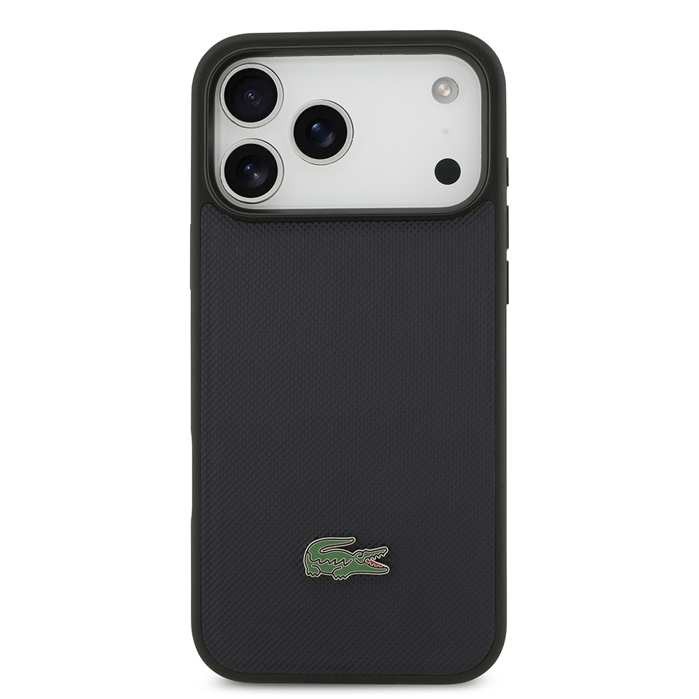 Apple iPhone 17 Pro Max Uyumlu Kılıf Lacoste Orjinal Lisanslı M-safe Şarj Özellikli PU Pike Desenli Metal Logolu Kapak - 2