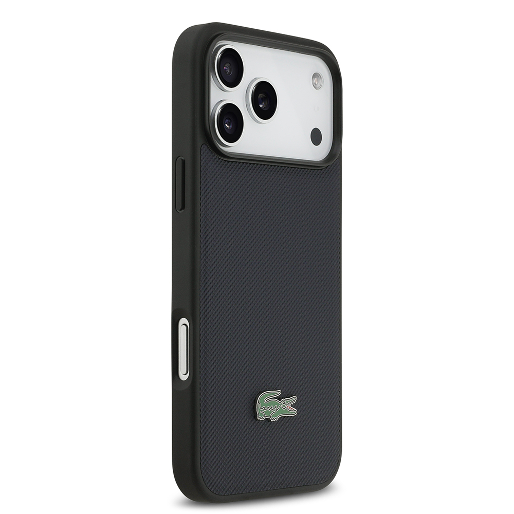 Apple iPhone 17 Pro Max Uyumlu Kılıf Lacoste Orjinal Lisanslı M-safe Şarj Özellikli PU Pike Desenli Metal Logolu Kapak - 3