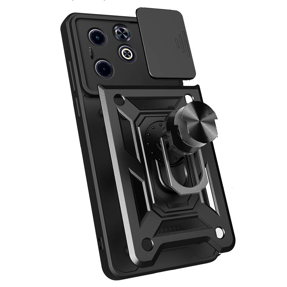 Infinix Hot 40i Uyumlu Kılıf Magnetik Standlı Kamera Korumalı Zore Sürgülü Vega Kapak - 7