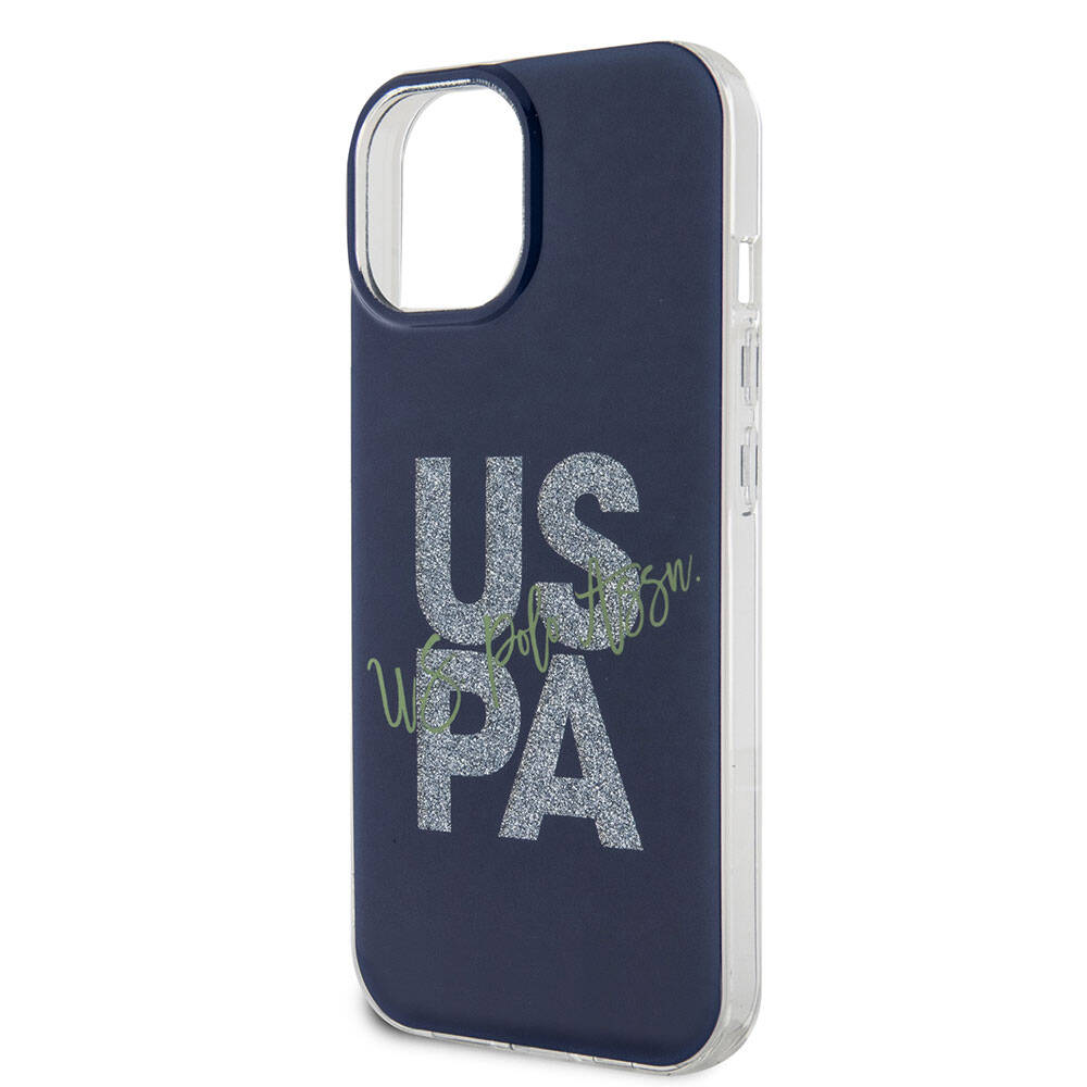 Apple iPhone 15 Uyumlu Kılıf U.S. Polo Assn. Orjinal Lisanslı Simli Parlak Alfabe Tasarım Kapak - 12
