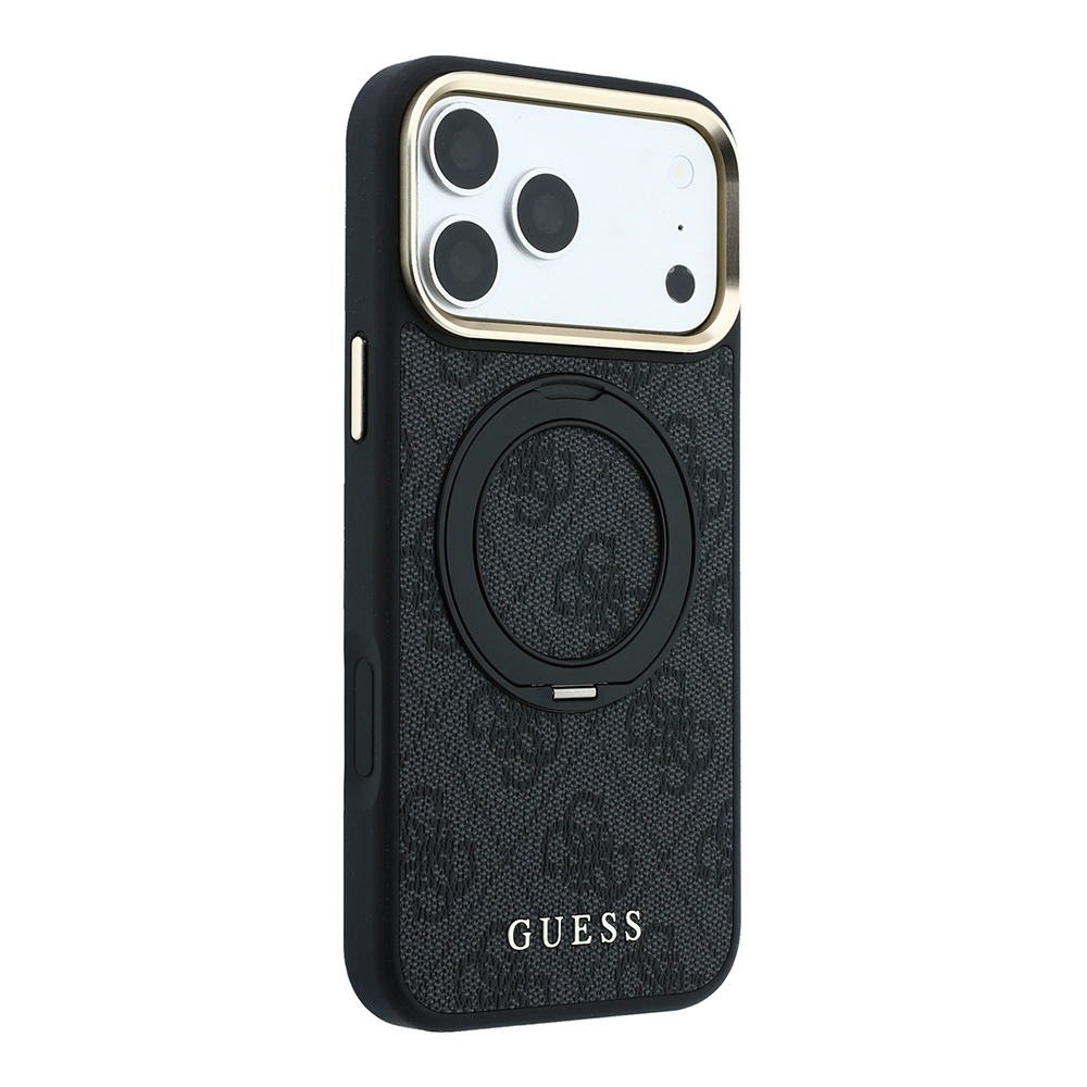 Apple iPhone 18 Pro Max Uyumlu Kılıf Guess Orjinal Lisanslı M-safe Şarj Özellikli 4G Desenli 360 Derece Dönebilen Standlı Metal Yazı Logolu Kapak - 3