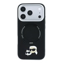 Apple iPhone 18 Pro Uyumlu Kılıf Karl Lagerfeld Orjinal Lisanslı M-Safe Şarj Özellikli K&C Heads Pin Metal Logolu PU 360 Derece Dönebilen Standlı Kapak - 2