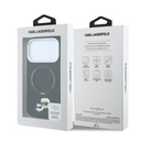 Apple iPhone 18 Pro Uyumlu Kılıf Karl Lagerfeld Orjinal Lisanslı M-Safe Şarj Özellikli K&C Heads Pin Metal Logolu PU 360 Derece Dönebilen Standlı Kapak - 7