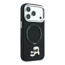 Apple iPhone 18 Pro Max Uyumlu Kılıf Karl Lagerfeld Orjinal Lisanslı M-Safe Şarj Özellikli K&C Heads Pin Metal Logolu PU 360 Derece Dönebilen Standlı Kapak - 3