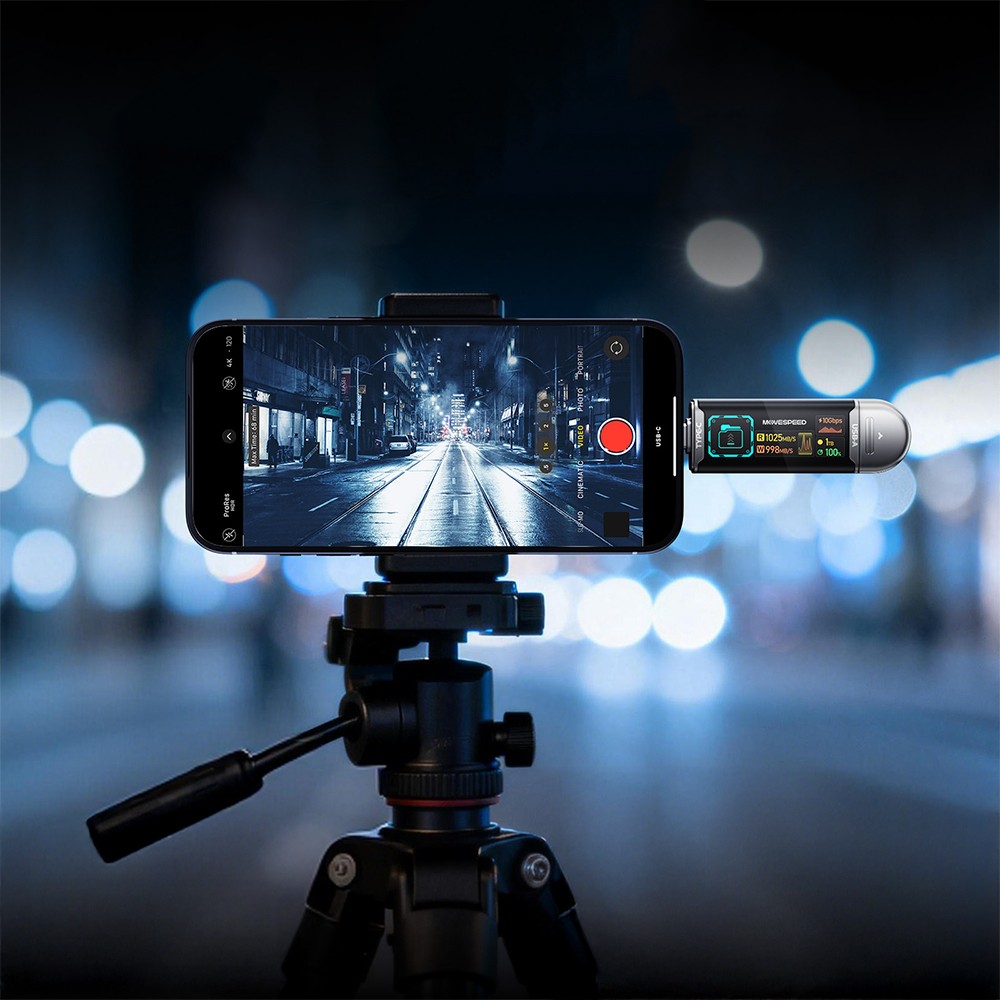 Movespeed MSSU10 LCD Ekranlı 4K ProRes Dual USB-A+Type-C Bağlantılı PSSD Flash Disk 128GB 10Gbps - 7