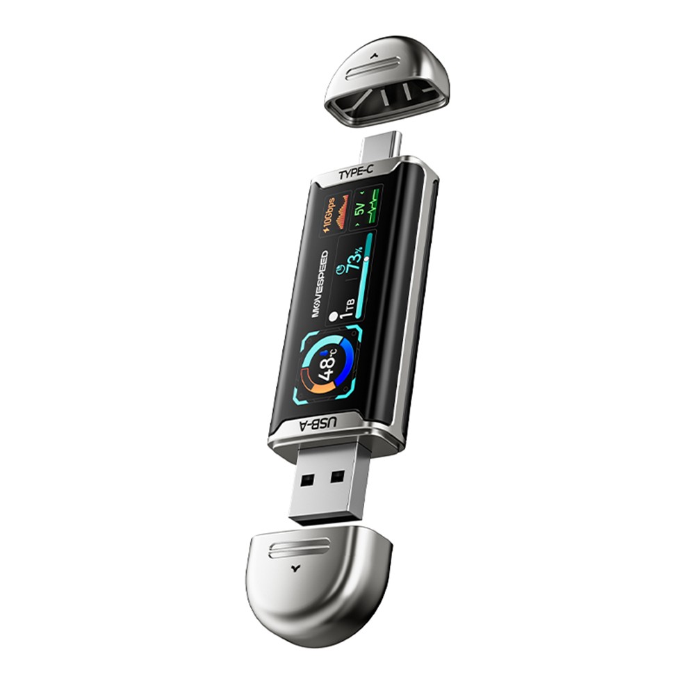 Movespeed MSSU10 LCD Ekranlı 4K ProRes Dual USB-A+Type-C Bağlantılı PSSD Flash Disk 512GB 10Gbps - 1