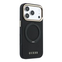 Apple iPhone 18 Pro Uyumlu Kılıf Guess Orjinal Lisanslı M-safe Şarj Özellikli 360 Derece Dönebilen Standlı PU Metal Yazı Logolu Kapak - 3