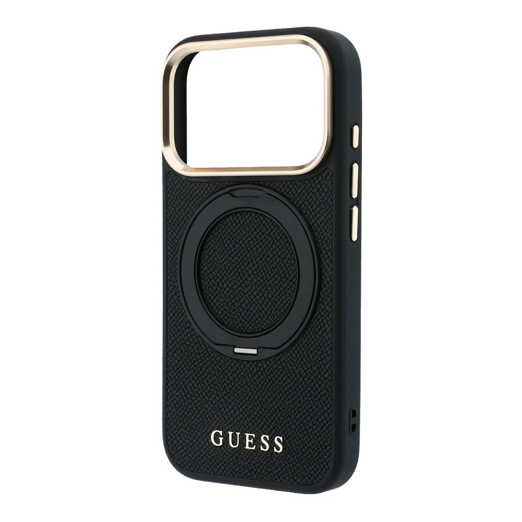 Apple iPhone 18 Pro Uyumlu Kılıf Guess Orjinal Lisanslı M-safe Şarj Özellikli 360 Derece Dönebilen Standlı PU Metal Yazı Logolu Kapak - 5