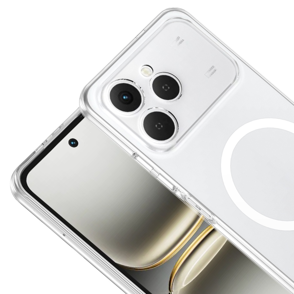 Tecno Spark 40 4G Uyumlu Kamera Korumalı M-Safe Şarj Özellikli Şeffaf Zore London Sert PC Kapak - 2