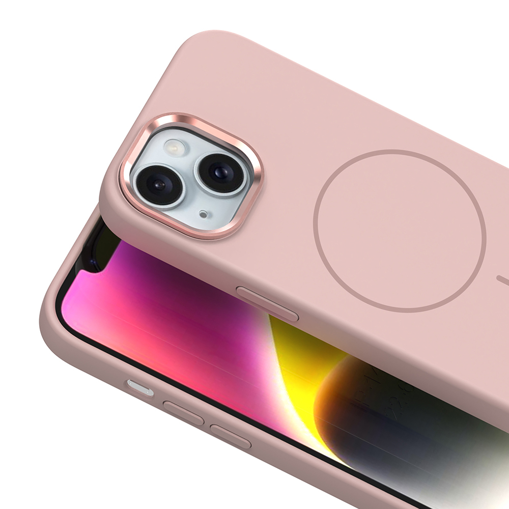 Apple iPhone 14 Uyumlu Kılıf M-Safe Şarj Özellikli Metal Kamera Çerçeveli Zore Edi Silikon Kapak - 1