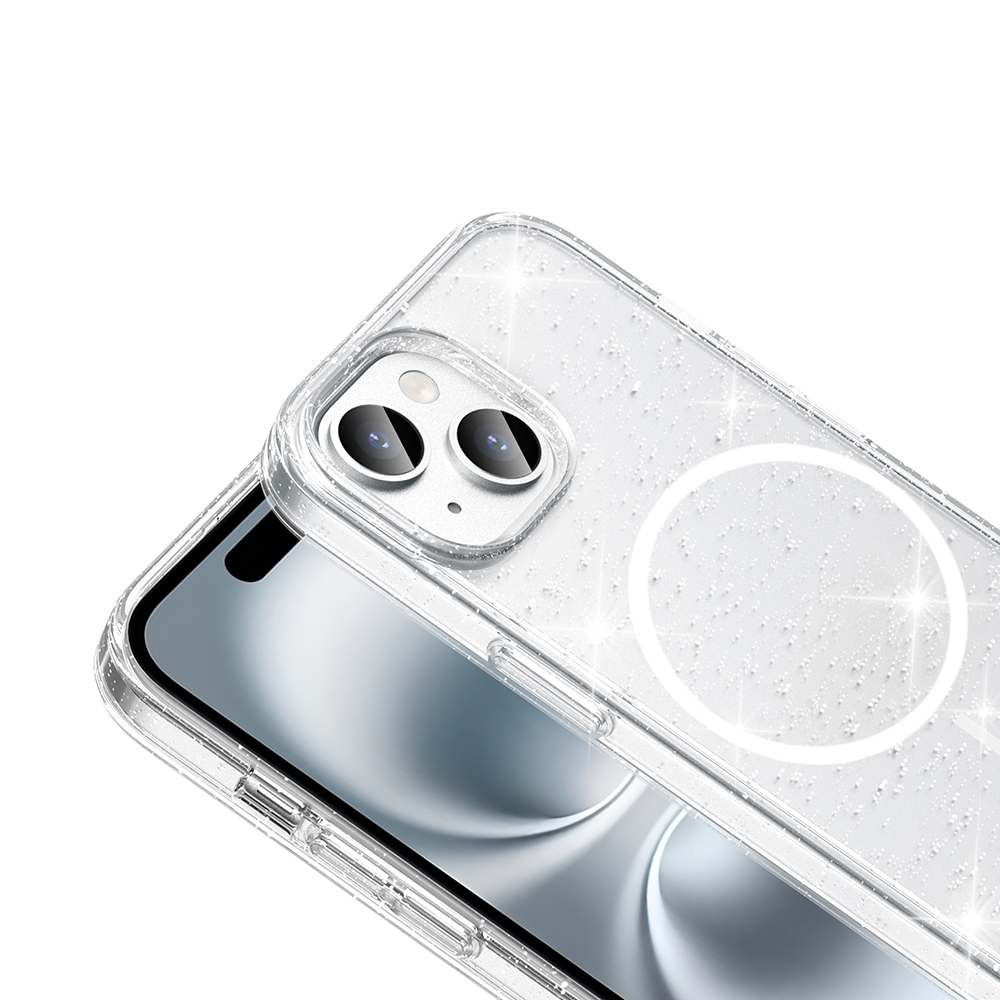 Apple iPhone 13 Uyumlu Kılıf M-safe Şarj Özellikli Parlayan Simli Saydam Renkli Zore Maris Kapak - 2