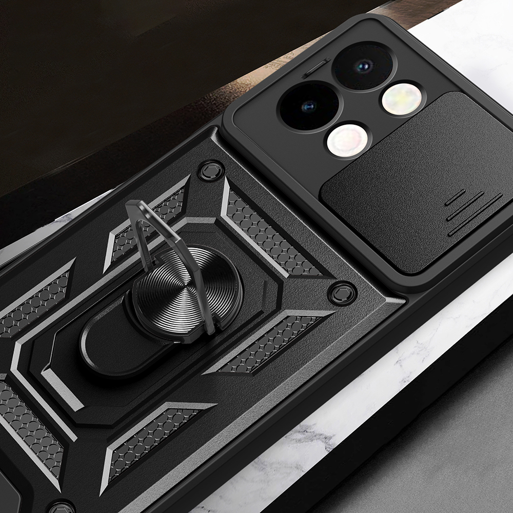 Vivo Y28 Uyumlu Kılıf Magnetik Standlı Kamera Korumalı Zore Sürgülü Vega Kapak - 4