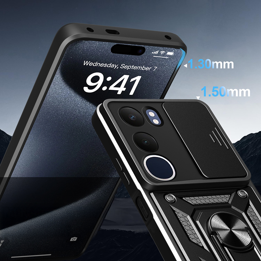 Vivo Y19S Uyumlu Kılıf Magnetik Standlı Kamera Korumalı Zore Sürgülü Vega Kapak - 2