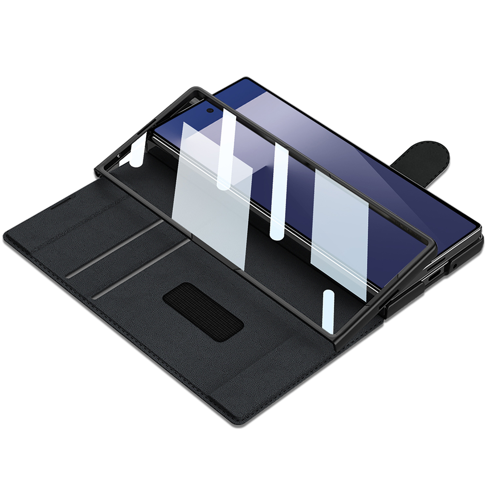 Galaxy Z Fold 7 Kılıf Kamera Korumalı Kadife Tasarımlı Zore Kıpta Kalem Bölmeli Fest Kapak - 4