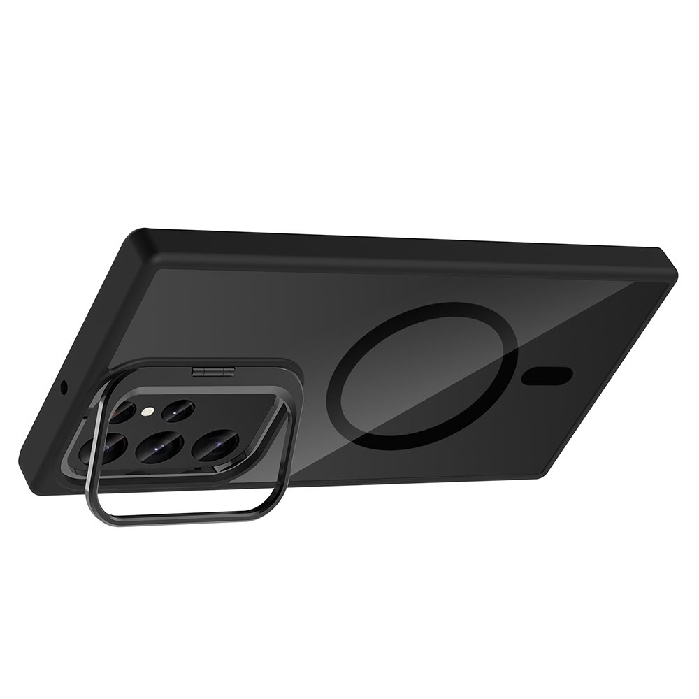 Samsung Galaxy S22 Ultra Uyumlu Kılıf Standlı ve Kamera Lens Hediyeli M-Safe Şarj Özellikli Zore Etro Kapak - 4