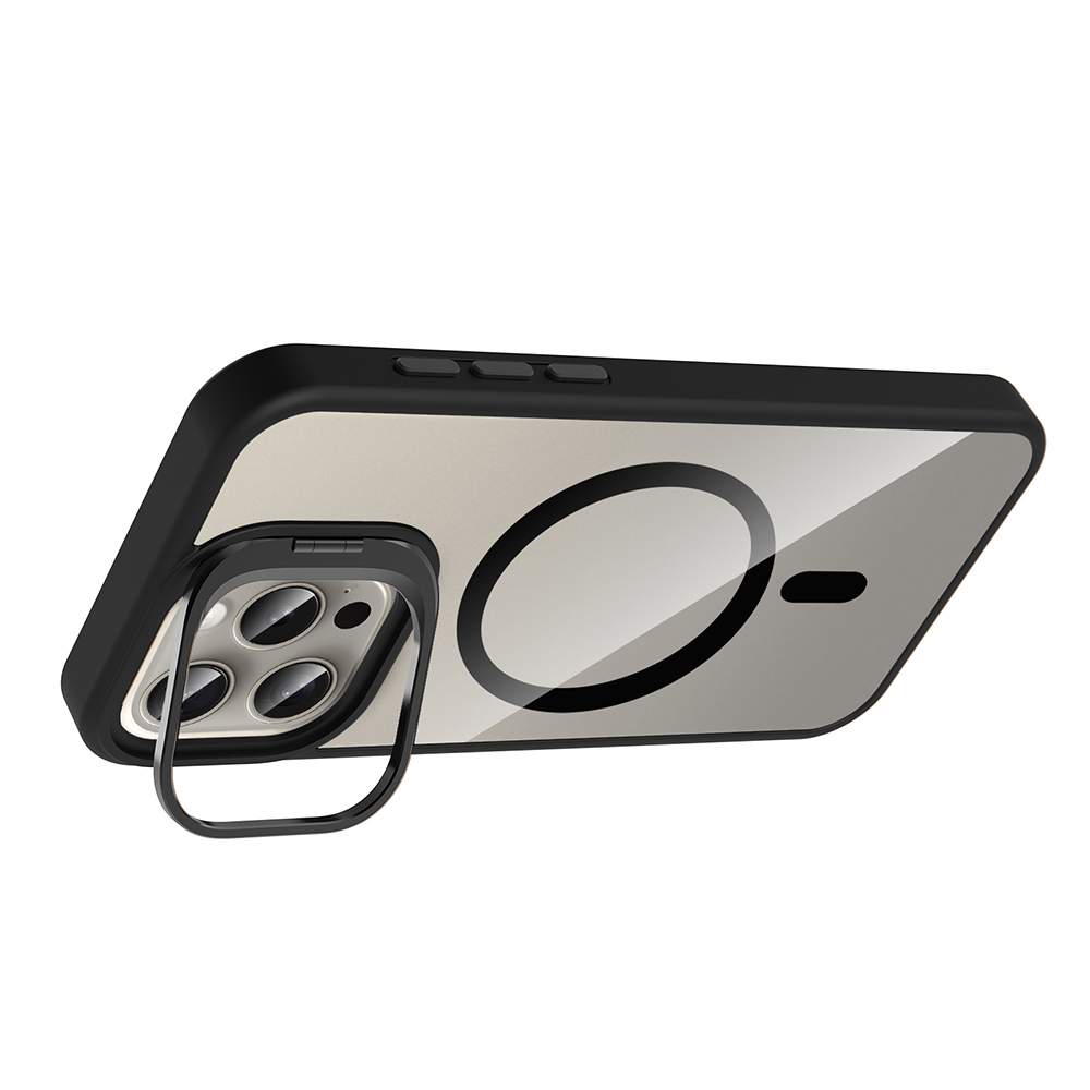 Apple iPhone 15 Pro Max Uyumlu Kılıf Standlı ve Kamera Lens Hediyeli M-Safe Şarj Özellikli Zore Etro Kapak - 3