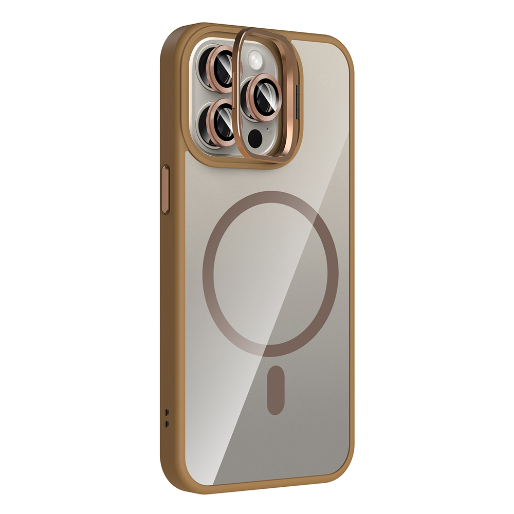 Apple iPhone 15 Pro Max Uyumlu Kılıf Standlı ve Kamera Lens Hediyeli M-Safe Şarj Özellikli Zore Etro Kapak - 10