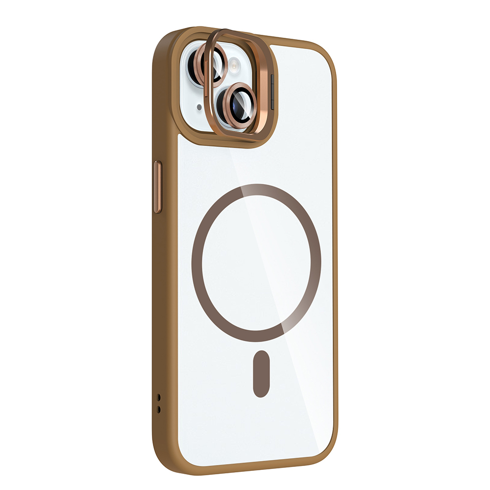 Apple iPhone 15 Uyumlu Kılıf Standlı ve Kamera Lens Hediyeli M-Safe Şarj Özellikli Zore Etro Kapak - 9
