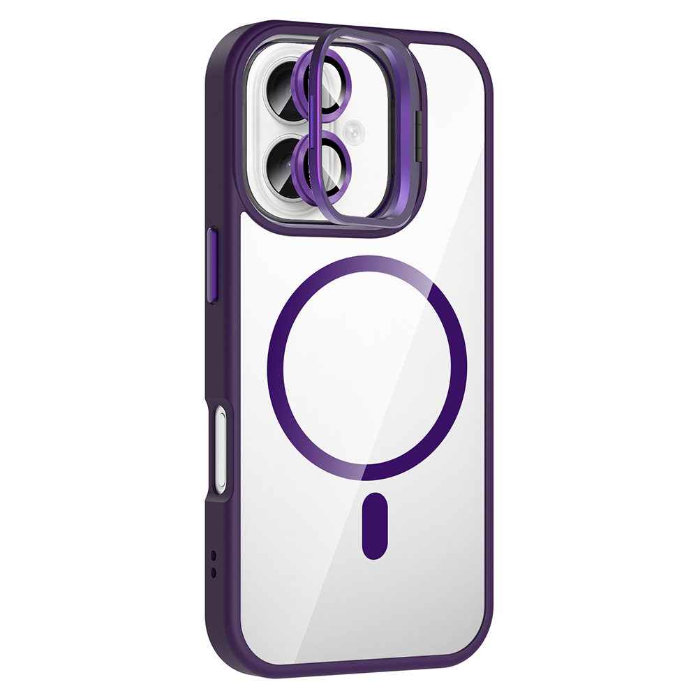 Apple iPhone 16 Uyumlu Kılıf Standlı ve Kamera Lens Hediyeli M-Safe Şarj Özellikli Zore Etro Kapak - 3