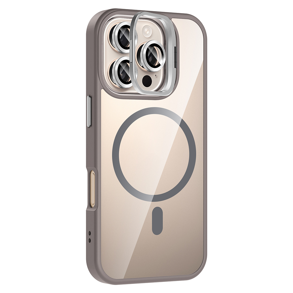 Apple iPhone 16 Pro Uyumlu Kılıf Standlı ve Kamera Lens Hediyeli M-Safe Şarj Özellikli Zore Etro Kapak - 11