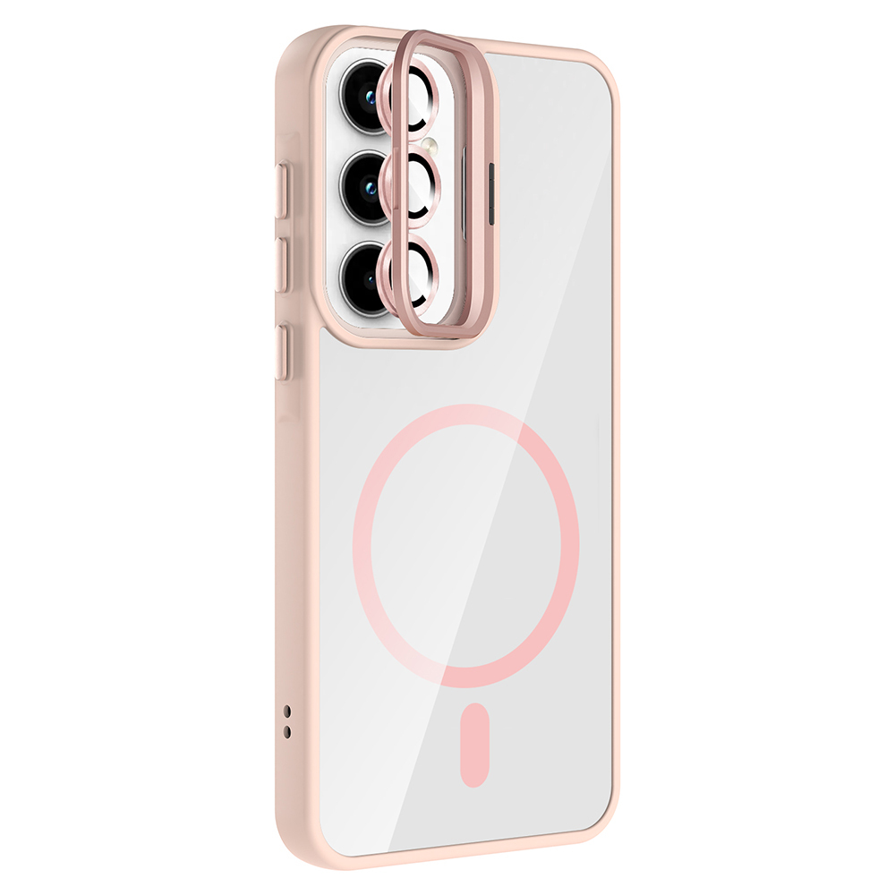 Samsung Galaxy A55 Uyumlu Kılıf Standlı ve Kamera Lens Hediyeli M-Safe Şarj Özellikli Zore Etro Kapak - 1