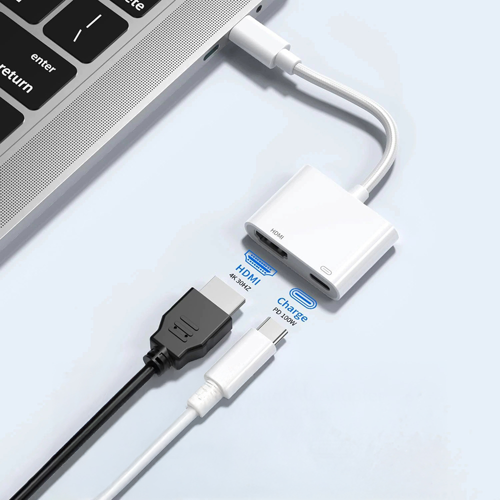 Zore Type-C to Type-C PD100W + HDMI 4K@30Hz 2in1 Adaptör - 7