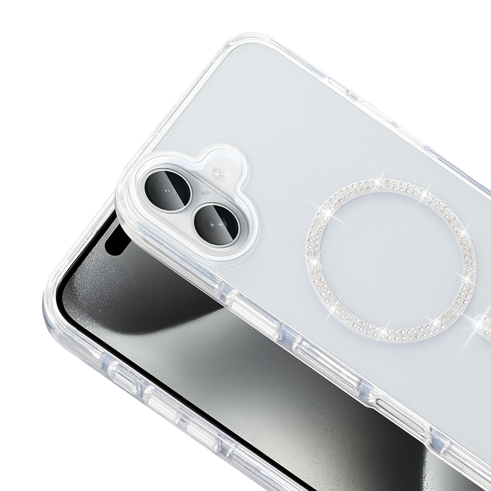 Apple iPhone 16 Plus Uyumlu Kılıf Taşlı Tasarım M-safe Şarj Özellikli Zore Koment Silikon Kapak - 1