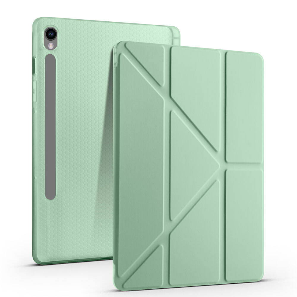 Samsung Galaxy Tab S9 Uyumlu Kılıf Zore Tri Folding Kalem Bölmeli Standlı Kılıf - 1