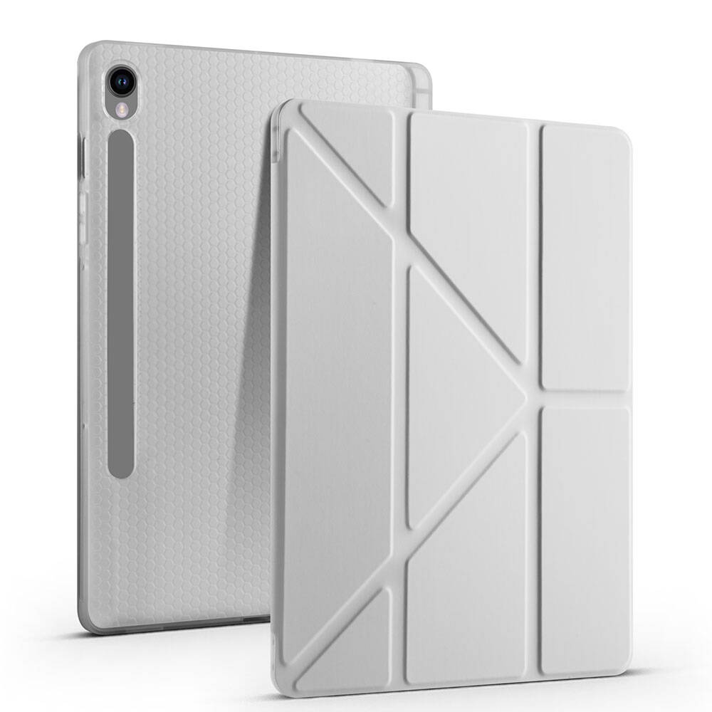 Samsung Galaxy Tab S9 Uyumlu Kılıf Zore Tri Folding Kalem Bölmeli Standlı Kılıf - 2