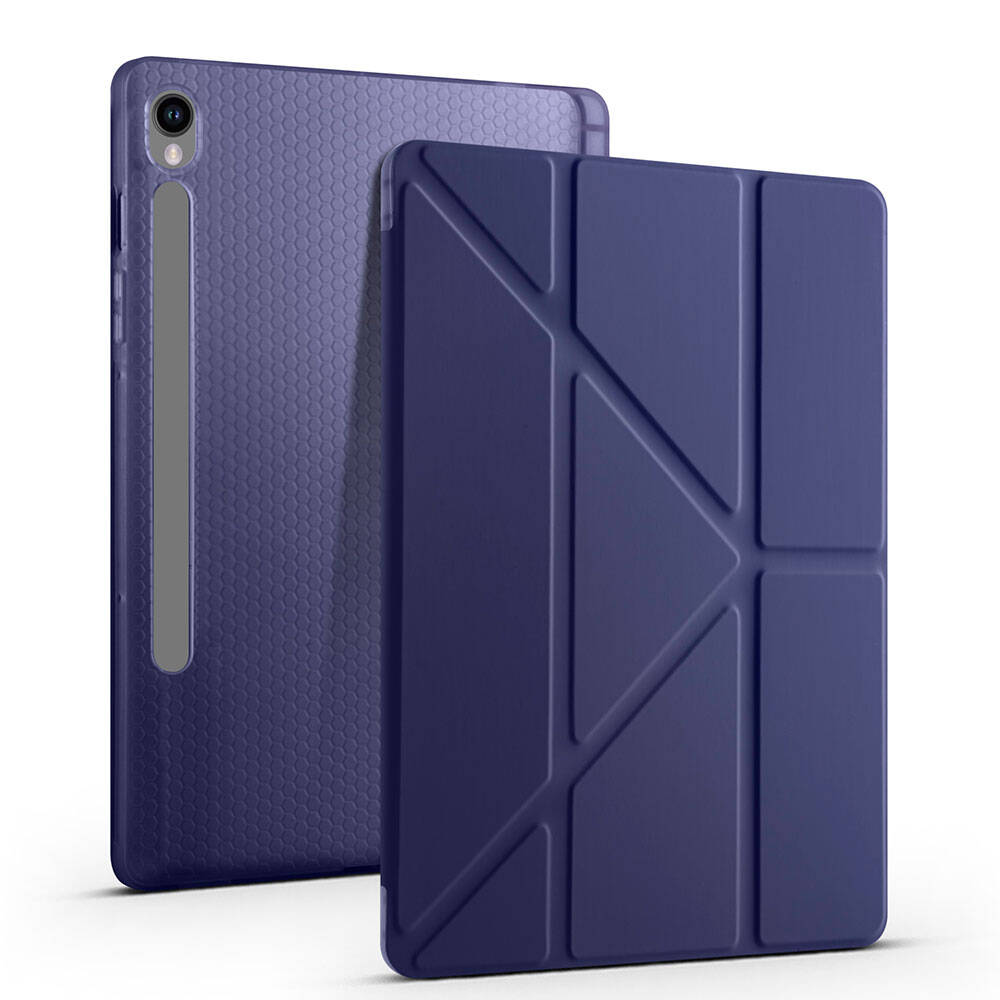 Samsung Galaxy Tab S9 Uyumlu Kılıf Zore Tri Folding Kalem Bölmeli Standlı Kılıf - 11