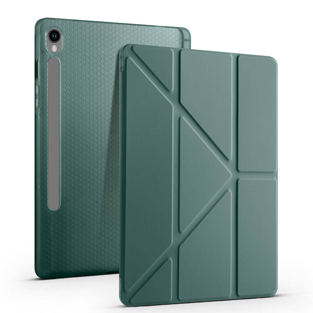 Samsung Galaxy Tab S9 Uyumlu Kılıf Zore Tri Folding Kalem Bölmeli Standlı Kılıf - 14